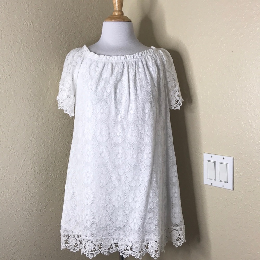 FOREVER 21 Floral Lace Tunic Off-Shoulder Top S